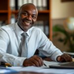 Accueil portrait man practicing his profession celebrate international labour day